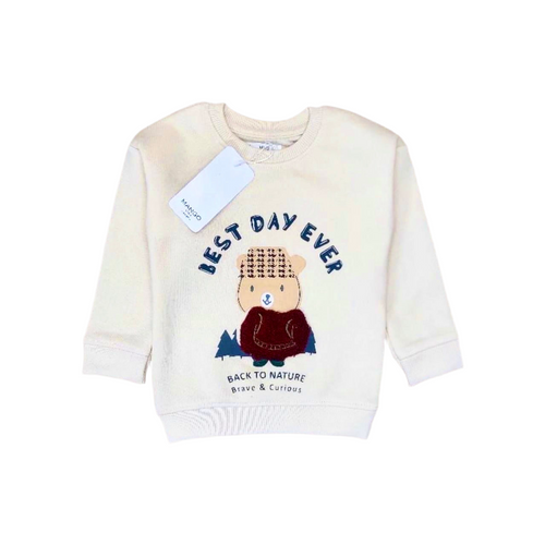 Cream Sweatshirt with Bear Print