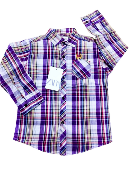 Boys' Plaid Button-casual Shirt