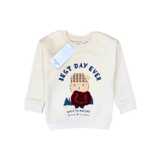 Cream Sweatshirt with Bear Print